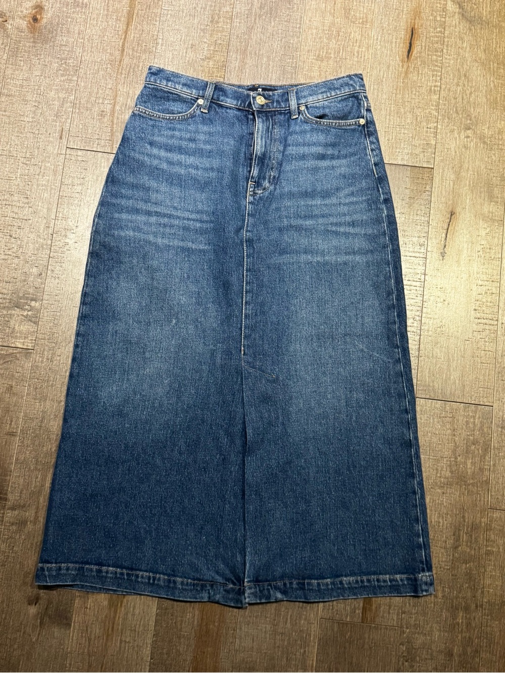 7 For All Mankind Wide-Leg Denim Skirt - Blue